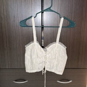 ZARA Size M white crop tank with floral detail